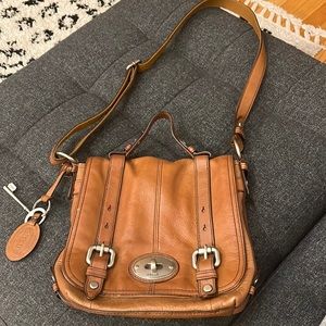 Brown leather satchel/over the shoulder bag